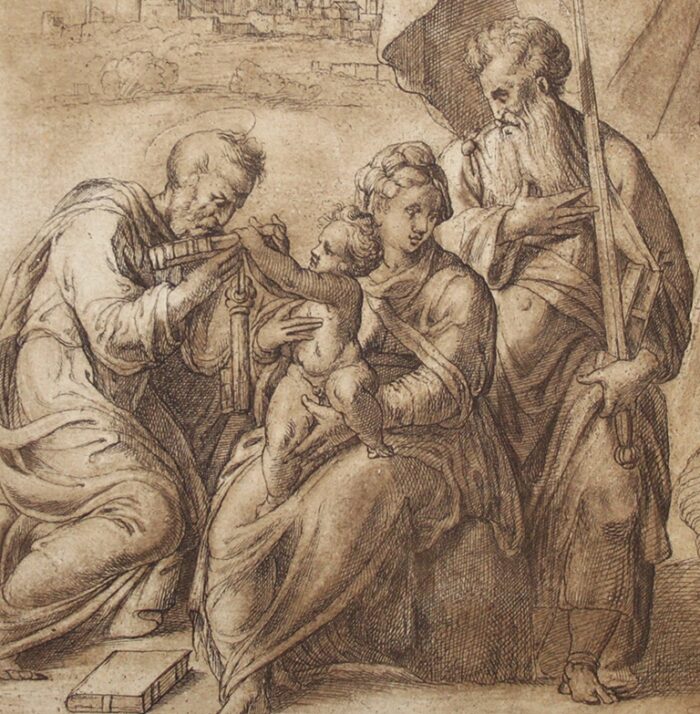 SANTA FAMIGLIA CON SAN PIETRO E SAN PAOLO - immagine 2