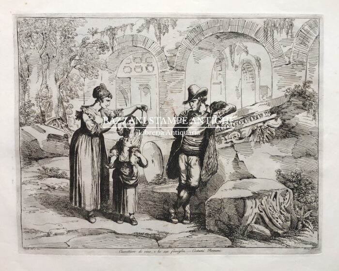 CARRETTIERE DI VINO E LA SUA FAMIGLIA - COSTUMI ROMANI